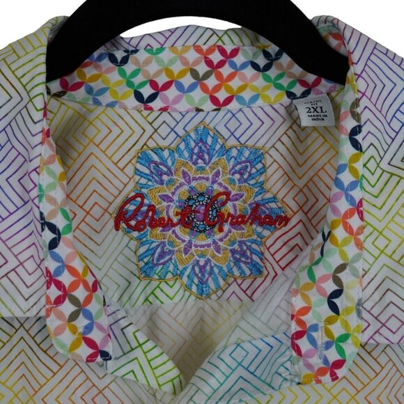 EUC‎ Robert Graham Long Sleeve Multicolor Geometric Print Button Down Size 2xl - Picture 4 of 10
